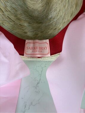 Sarah Bray Kids Straw Hat with Pink Ribbon